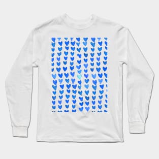 Brush stroke hearts - blue Long Sleeve T-Shirt